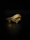 Venetian Mask Diamond Teardrop Ring With Purple Gemstone Crystals Eye