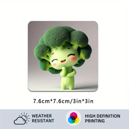 2D FALT 4pcs Face Magnets Set - Broccoli Cauliflower Cabbage Lettuce with Expressive Eyes for Dishwasher