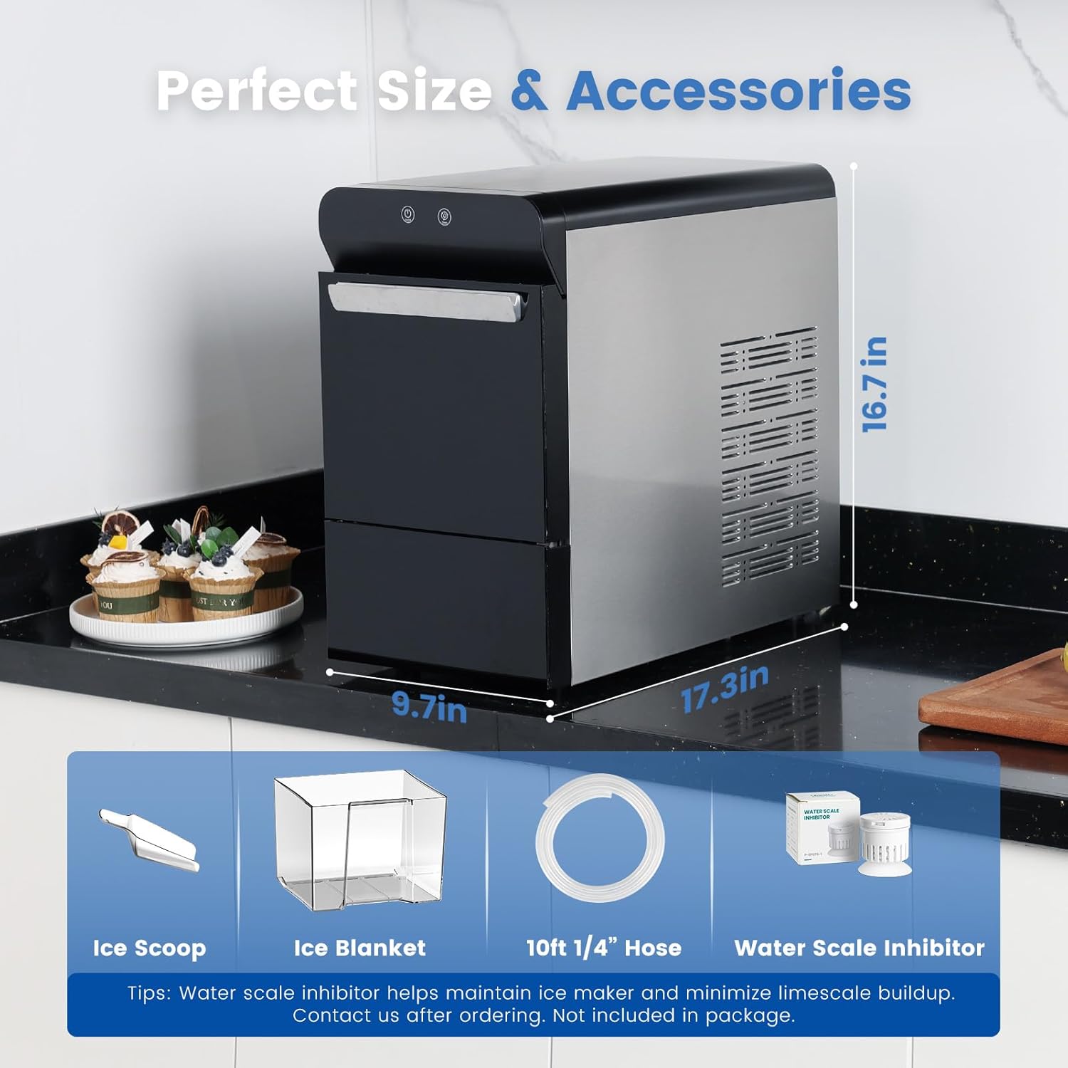 V2.0 Nugget Ice Maker, 38lbs/24hrs Countertop with Self-Cleaning