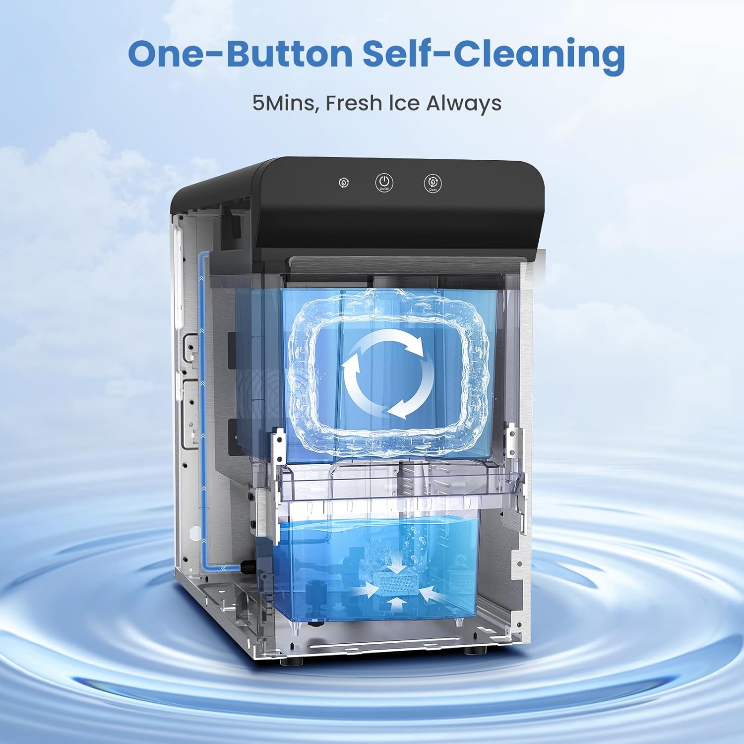 V2.0 Nugget Ice Maker, 38lbs/24hrs Countertop with Self-Cleaning