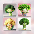 2D FALT 4pcs Face Magnets Set - Broccoli Cauliflower Cabbage Lettuce with Expressive Eyes for Dishwasher